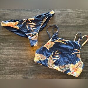 Roxy Navy and Orange Floral Bikini GUC
